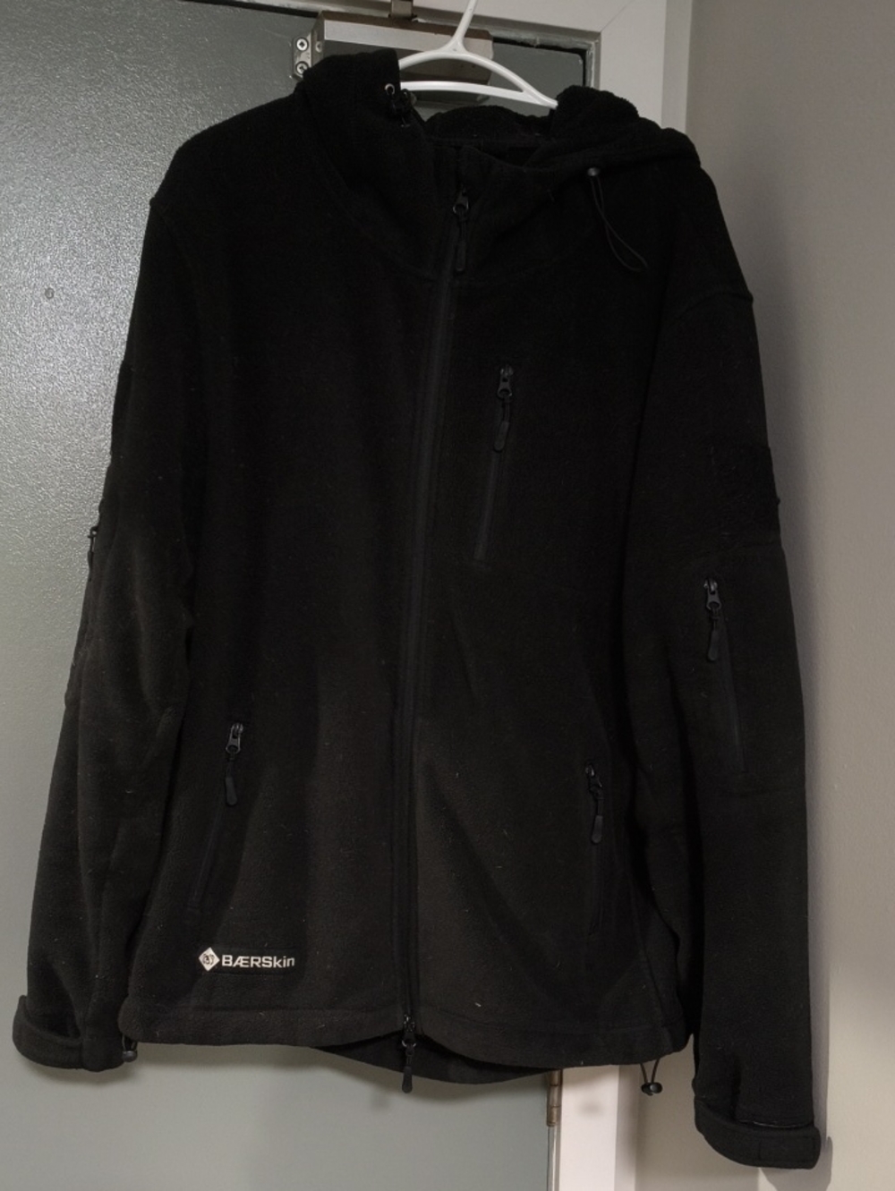 BEARSKIN - Black Hooded Full-Zip Fleece Jacket